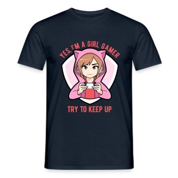 Gamer Girl Joueuse - T-shirt homme - marine - Devant - AI Model Male 178 light (178cm)