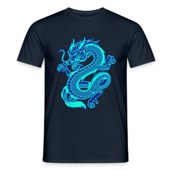 Elektrischer, blauer orientalischer Drache - Männer T-Shirt - Navy - Vorne - AI Model Male 178 light (178cm)