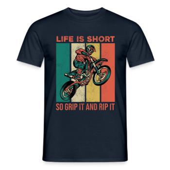 Retro Motorcross - Men's T-Shirt - navy - Front - AI Model Male 178 light (178cm)