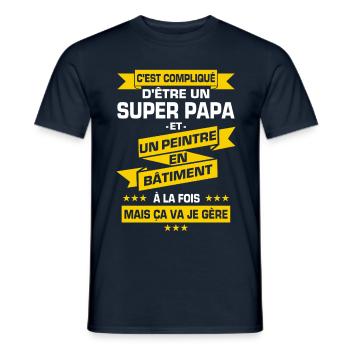 Peintre en bâtiment Papa Citation Humour - T-shirt homme - marine - Devant - AI Model Male 178 light (178cm)