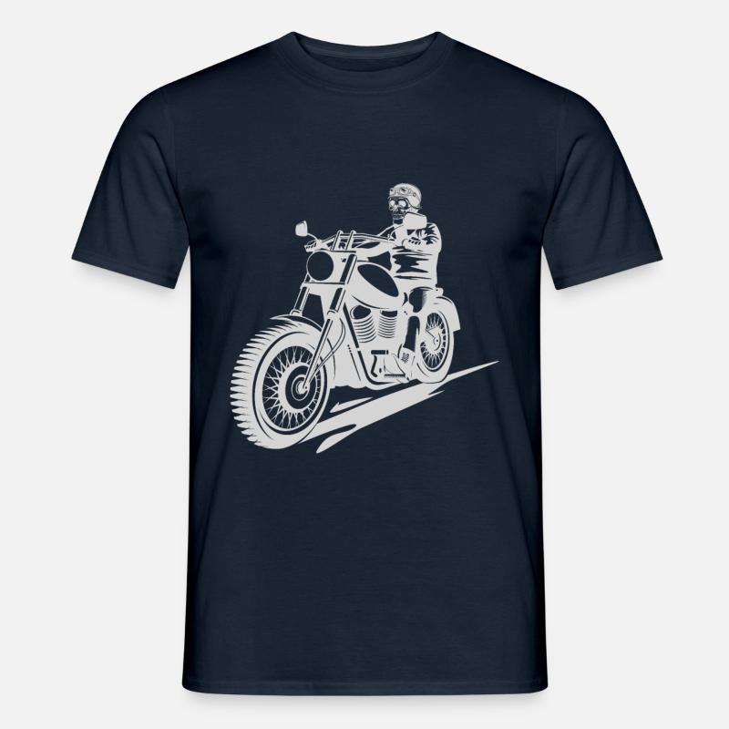 Motorradfahrer Skellett - Männer T-Shirt - Navy