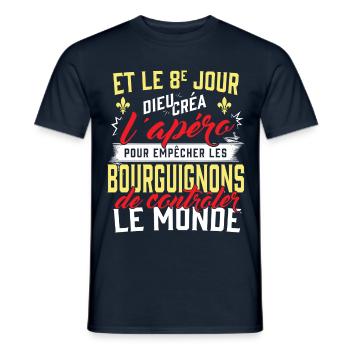 Bourguignon humour - T-shirt homme - marine - Devant - AI Model Male 178 light (178cm)