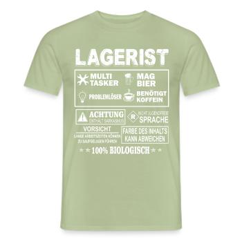 LAGERIST Multitasker - Männer T-Shirt - Sage - Vorne - AI Model Male 178 light (178cm)