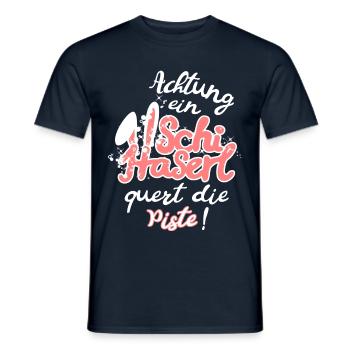 Skihaserl lustige witzige Schifahrer Sprüche Mädel - Männer T-Shirt - Navy - Vorne - AI Model Male 178 light (178cm)