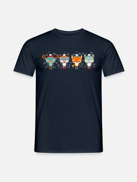 Süße Tiere fahren Ski – Geschenkidee - Männer T-Shirt - Navy
