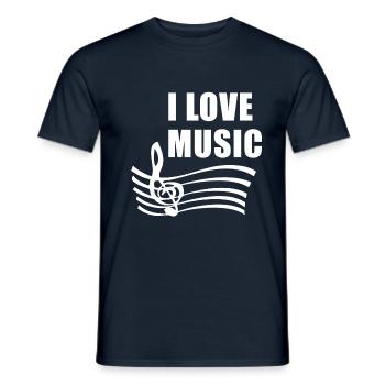 I Love Music - Männer T-Shirt - Navy - Vorne - AI Model Male 178 light (178cm)
