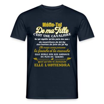 Papa de Cavalière - T-shirt homme - marine - Devant - AI Model Male 178 light (178cm)
