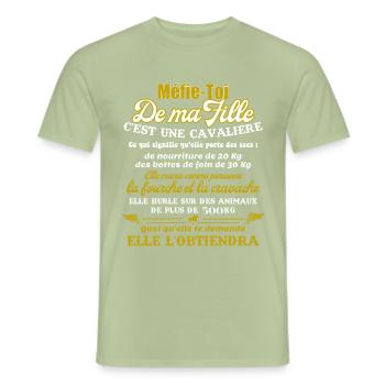 Papa de Cavalière - T-shirt homme - vert sauge - Devant - AI Model Male 178 light (178cm)