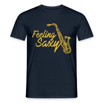 Feeling Saxy - Cadeau Saxophone Jazz - T-shirt homme - marine - Devant - AI Model Male 178 light (178cm)