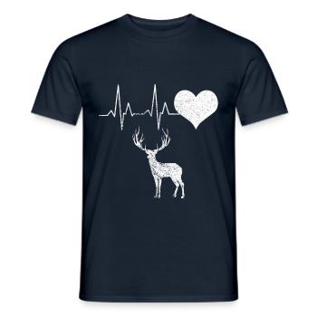 Cadeau de battement de coeur Stag Hunter - T-shirt homme - marine - Devant - AI Model Male 178 light (178cm)