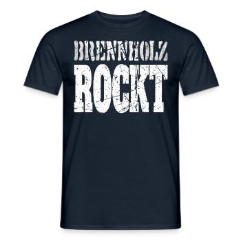 Brennholz Rockt, Handwerk Spruch Kamin Forstwirt - Männer T-Shirt - Navy - Vorne - AI Model Male 178 light (178cm)