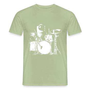 Space Drummer - Drummer T-Shirt - Men's T-Shirt - sage - Front - AI Model Male 178 light (178cm)