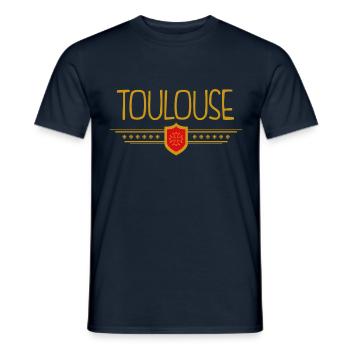 Midi Pyrénées Toulouse écusson - T-shirt homme - marine - Devant - AI Model Male 178 light (178cm)