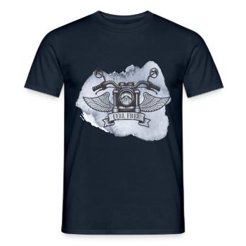 Feel Free Motorrad T Shirt - Männer T-Shirt - Navy - Vorne - AI Model Male 178 light (178cm)