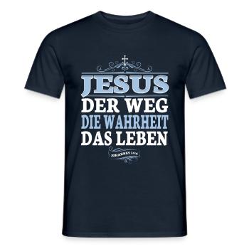 Jesus Christus Shirt Bibelvers Ich bin der Weg - Männer T-Shirt - Navy - Vorne - AI Model Male 178 light (178cm)