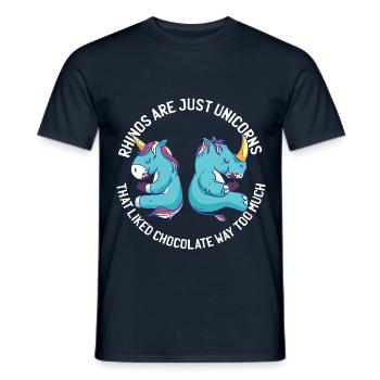 Blague de cadeau de chocolat drôle de rhinocéros Licorne - T-shirt homme - marine - Devant - AI Model Male 178 light (178cm)