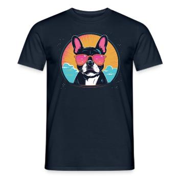 Französische Bulldogge - Männer T-Shirt - Navy - Vorne - AI Model Male 178 light (178cm)