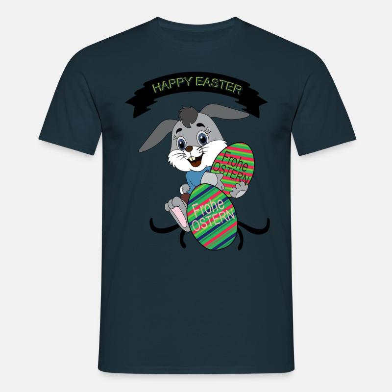 HAPPY EASTER, Easter , Coloured Easter Eggs - Men's T-Shirt - navy