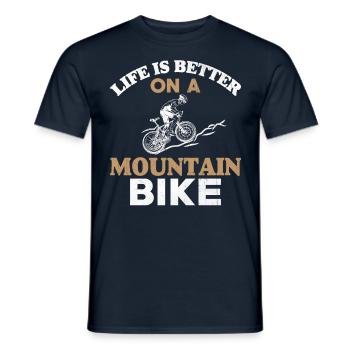 Life is better on a mountain bike - Men's T-Shirt - navy - Front - AI Model Male 178 light (178cm)