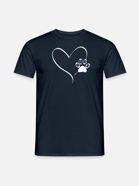 Hunde Hund dogs Pfote Herz,Love Shirt Geschenke - Männer T-Shirt - Navy