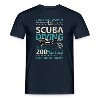 Plongée vintage rétro requin 200 bar club - T-shirt homme - marine - Devant - AI Model Male 178 light (178cm)