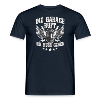 Die Garage Ruft Ich Muss Gehen - Männer T-Shirt - Navy - Vorne - AI Model Male 178 light (178cm)