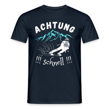 ACHTUNG SCHNELL!!! ski skifahrer abfahrt skifahren - Männer T-Shirt - Navy - Vorne - AI Model Male 178 light (178cm)
