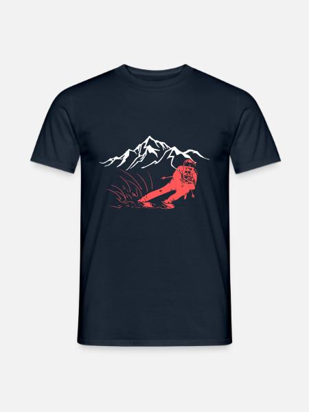 SKI ABFAHRT SKIE SKIER SKI SKIFAHRER BERG SCHNEE - Männer T-Shirt - Navy