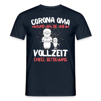 CORONA OMA - OMA ENKEL BETREUUNG IN VOLLZEIT - Männer T-Shirt - Navy - Vorne - AI Model Male 178 light (178cm)