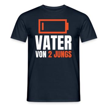 VATER VON 2 JUNGS - Batterie Akku leer Vatertag - Männer T-Shirt - Navy - Vorne - AI Model Male 178 light (178cm)