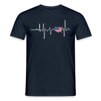 American Heartbeat USA Drapeau Love America Patriot - T-shirt homme - marine - Devant - AI Model Male 178 light (178cm)