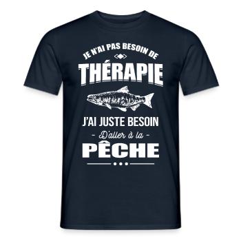 BESOIN D'ALLER À LA PÊCHE - T-shirt homme - marine - Devant - AI Model Male 178 light (178cm)