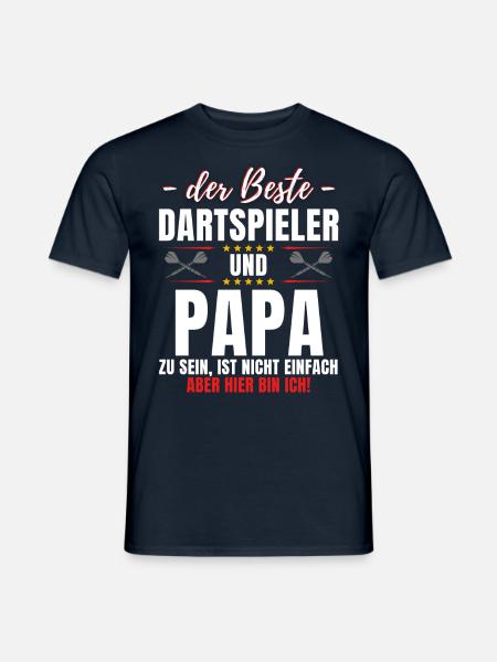 Lustiges Dart Papa Darts Vater Spruch Dartpfeil - Männer T-Shirt - Navy