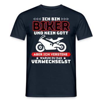 Lustiger Biker und Motrrad Motorradfahrer Spruch - Männer T-Shirt - Navy - Vorne - AI Model Male 178 light (178cm)