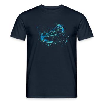 kitesurf, surf, surfeur, vague, bleu, graffiti, bla - T-shirt homme - marine - Devant - AI Model Male 178 light (178cm)