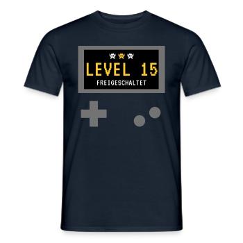 Level 15 freigeschaltet! Gamer Spieler Zocker - Männer T-Shirt - Navy - Vorne - AI Model Male 178 light (178cm)