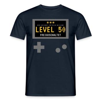 Level 50 freigeschaltet! Gamer Spieler Zocker - Männer T-Shirt - Navy - Vorne - AI Model Male 178 light (178cm)