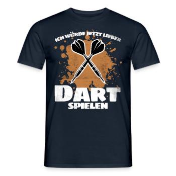 Dart Spruch"Ich würde jetzt lieber Dart spielen!" - Männer T-Shirt - Navy - Vorne - AI Model Male 178 light (178cm)