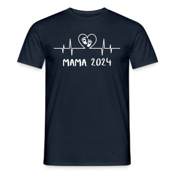 Mama 2024 Heartbeat - La fête des mères de maman Mami - T-shirt homme - marine - Devant - AI Model Male 178 light (178cm)