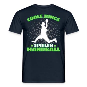 COOLE JUNGS SPIELEN HANDBALL Handballer - Männer T-Shirt - Navy - Vorne - AI Model Male 178 light (178cm)