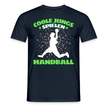 COOLE JUNGS SPIELEN HANDBALL Handballer - Männer T-Shirt - Navy - Vorne - AI Model Male 178 light (178cm)
