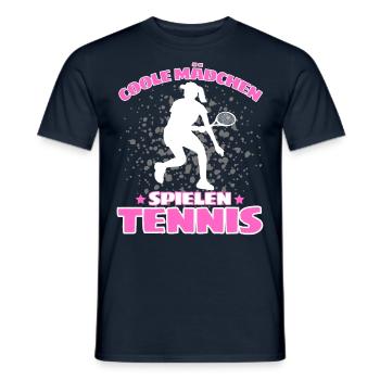 COOLE MÄCHEN SPIELEN TENNIS Lustiges - Männer T-Shirt - Navy - Vorne - AI Model Male 178 light (178cm)
