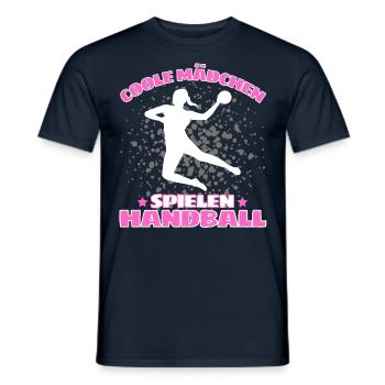 COOLE MÄDCHEN SPIELEN HANDBALL Handballer - Männer T-Shirt - Navy - Vorne - AI Model Male 178 light (178cm)