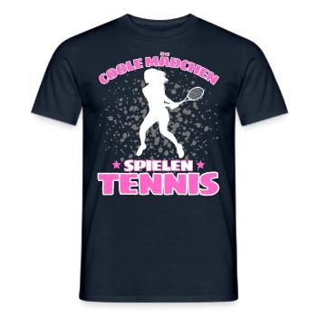 COOLE MÄCHEN SPIELEN TENNIS Lustiges - Männer T-Shirt - Navy - Vorne - AI Model Male 178 light (178cm)