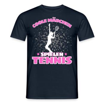 COOLE MÄCHEN SPIELEN TENNIS Lustiges - Männer T-Shirt - Navy - Vorne - AI Model Male 178 light (178cm)