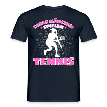 COOLE MÄCHEN SPIELEN TENNIS Lustiges - Männer T-Shirt - Navy - Vorne - AI Model Male 178 light (178cm)