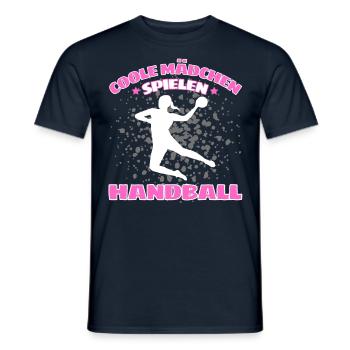 COOLE MÄDCHEN SPIELEN HANDBALL Handballer - Männer T-Shirt - Navy - Vorne - AI Model Male 178 light (178cm)