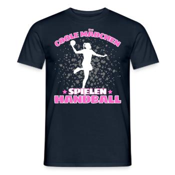 COOLE MÄDCHEN SPIELEN HANDBALL Handballer - Männer T-Shirt - Navy - Vorne - AI Model Male 178 light (178cm)