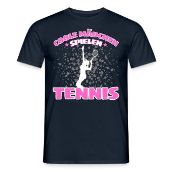 COOLE MÄCHEN SPIELEN TENNIS Lustiges - Männer T-Shirt - Navy - Vorne - AI Model Male 178 light (178cm)