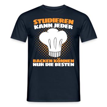 BACKEN KÖNNEN NUR DIE BESTEN - Bäcker Konditor - Männer T-Shirt - Navy - Vorne - AI Model Male 178 light (178cm)